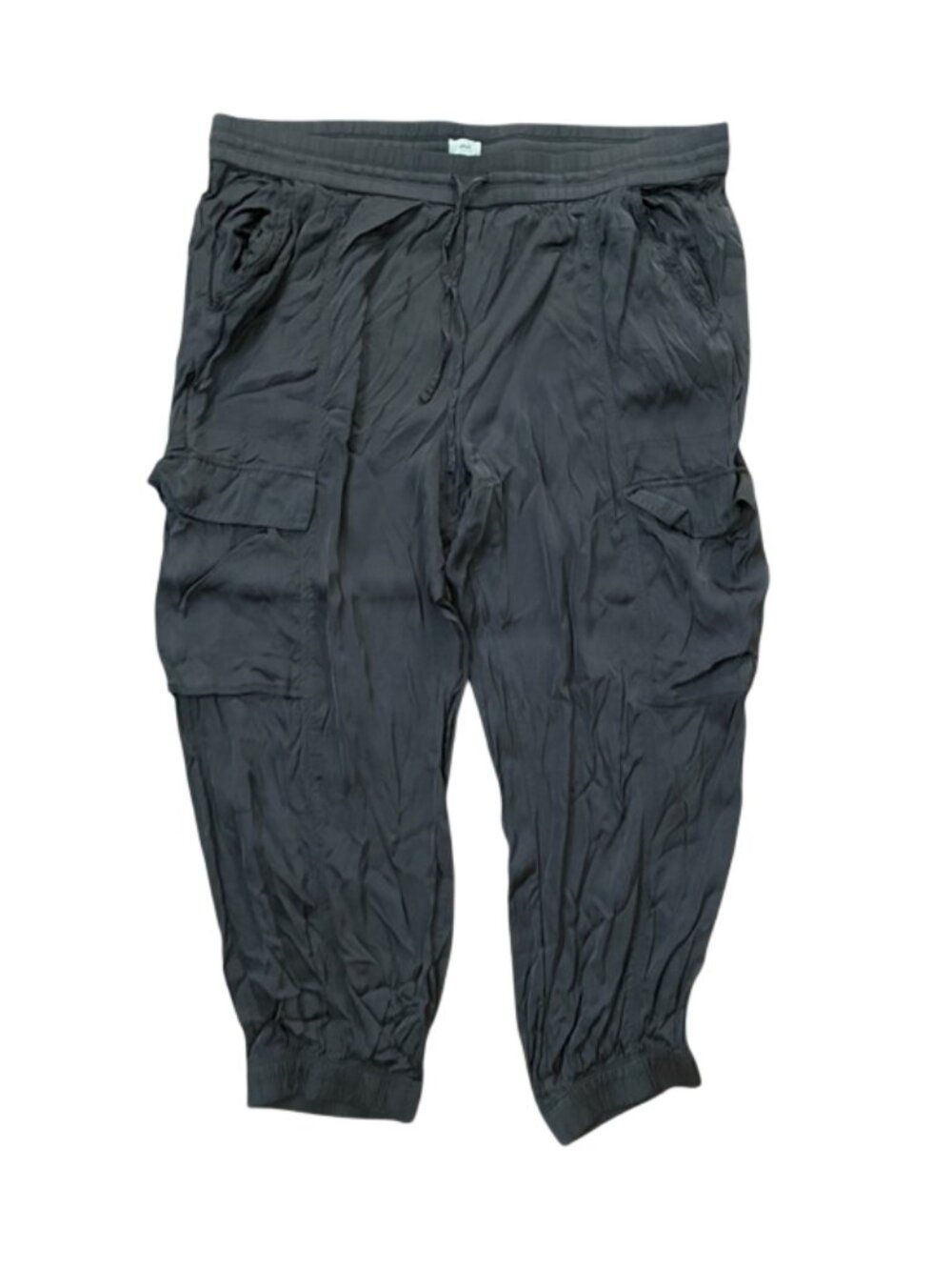 Aerie Satin Cargo Joggers Womens XXL Smoked Gray Charcoal Drawstring